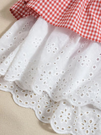 Eyelet Gingham Ruffle Layered Tube Dress