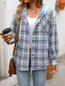 Plaid Button-Up Hooded Shirt