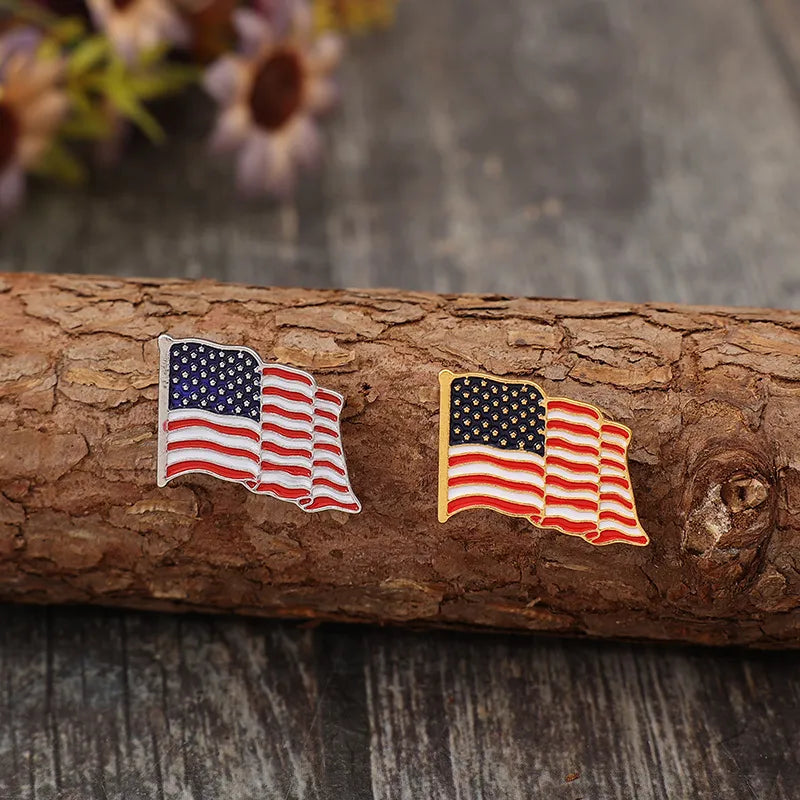 2-Piece US Flag Drip Oil Brooch Set - Alloy Jewelry for Patriotic Style