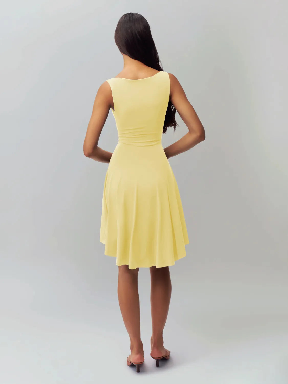 Trendsi High-Low Round Neck Sleeveless Dress - Comfortable Opaque Stretch Material
