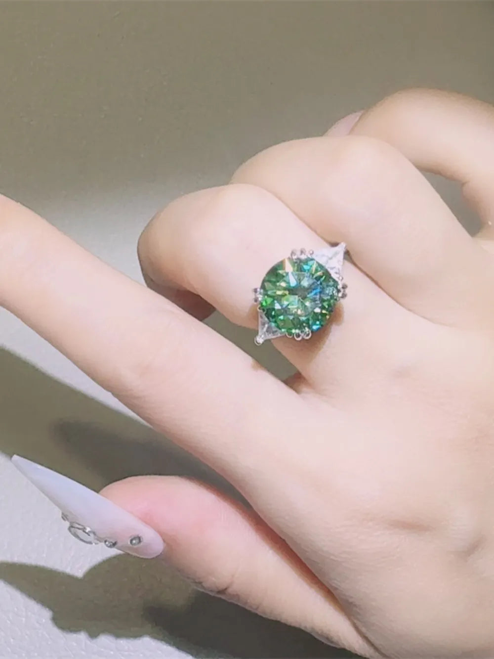 5 Carat Moissanite Ring in Platinum-Plated 925 Sterling Silver with Certificate & Warranty