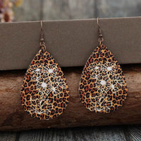 Leopard Print Teardrop Earrings - Stylish PU Leather, Lightweight 3-Inch Design by Trendsi - Store 42