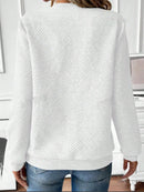 Quarter Zip Textured Long Sleeve Sweatshirt