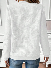 Quarter Zip Textured Long Sleeve Sweatshirt