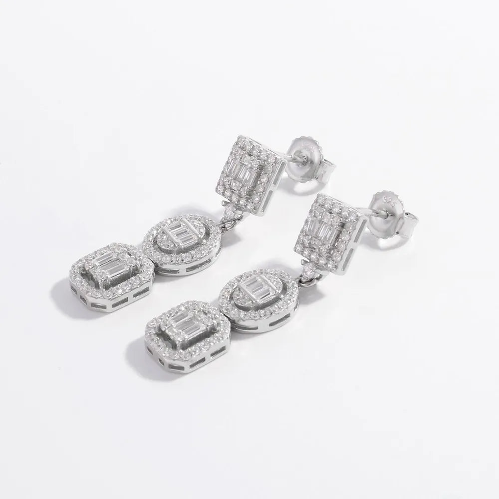 Elegant 925 Sterling Silver Earrings with Inlaid Zircon - Lightweight & Stylish Design