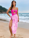 Cutout Sweetheart Neck One-Piece Swimwear and Cover-Up Swim Set Hot Pink