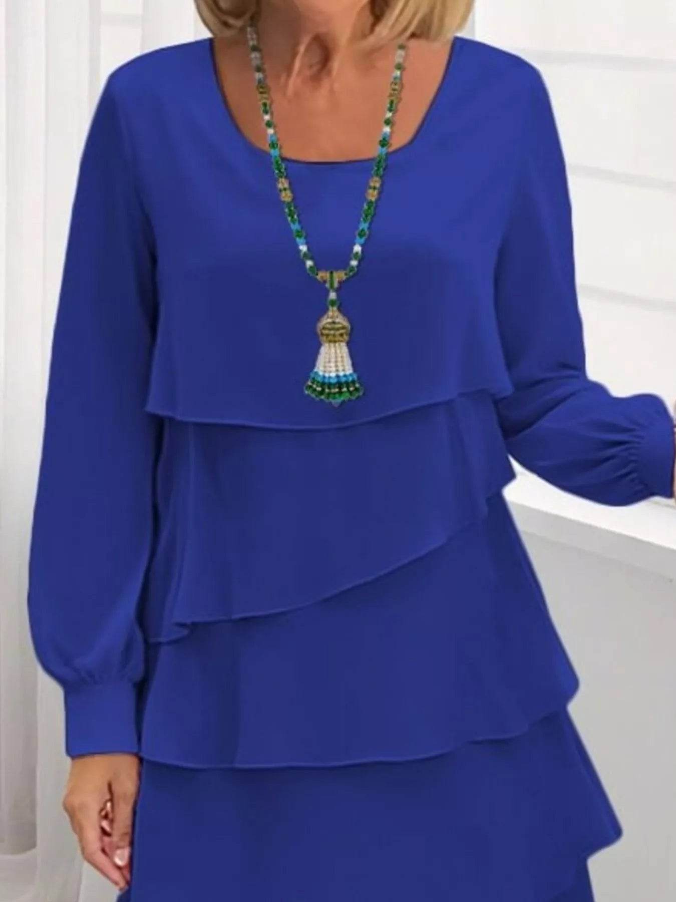 Full Size Layered Long Sleeve Mini Dress Plus Size - Store 42