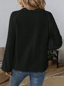 Paisley Pattern Notched Long Sleeve Blouse