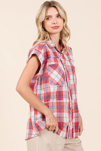 Mittoshop Mineral Wash Plaid Button Down Shirt