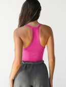 Ribbed V-Neck Halter Tank Top