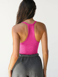 Ribbed V-Neck Halter Tank Top
