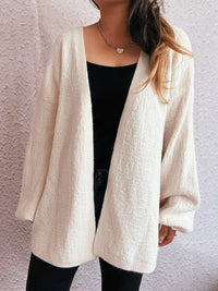 Open Front Long Sleeve Cardigan Apricot One Size