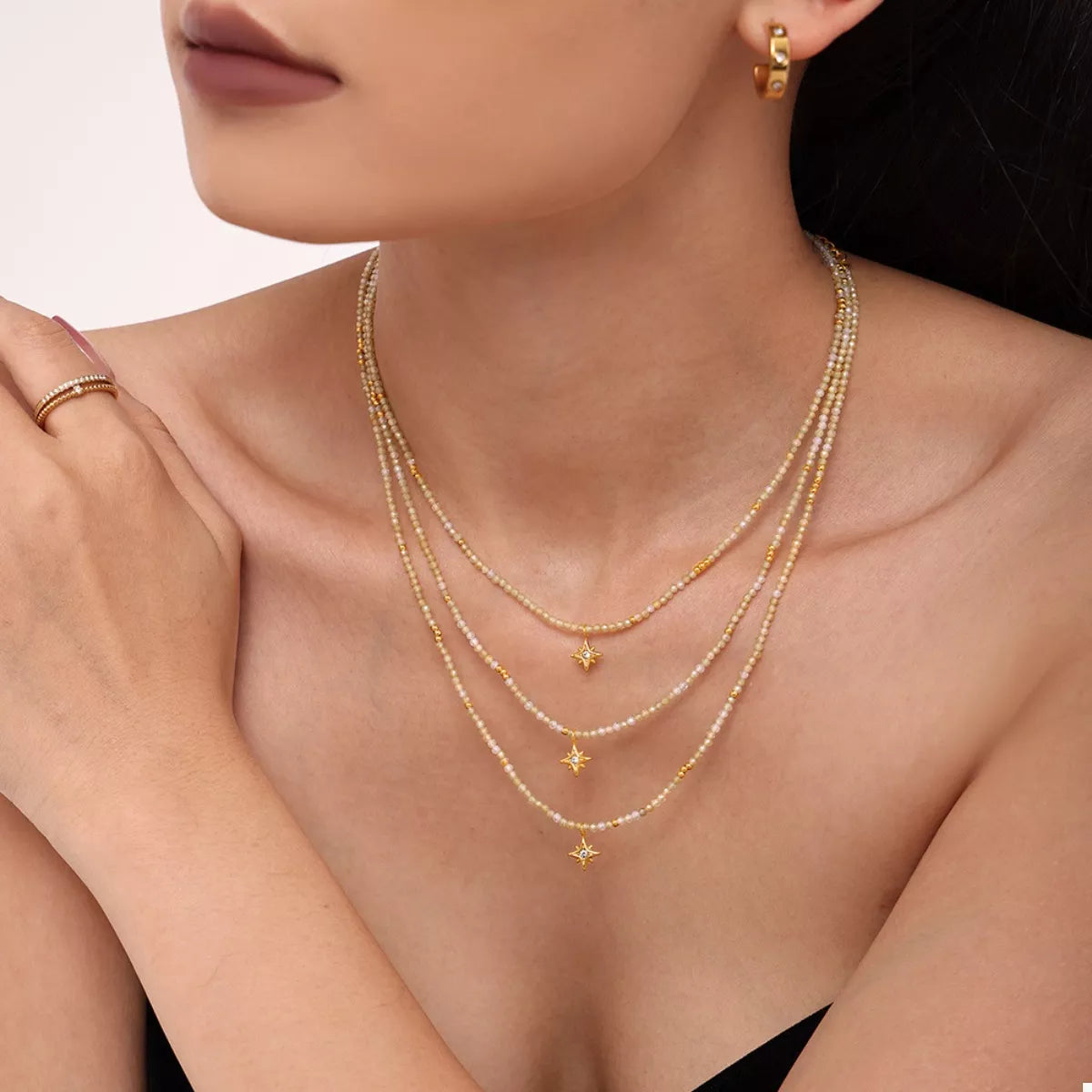 18K Gold-Plated Star Pendant Necklace with Zircon