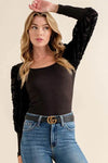 And The Why Textured Puff Sleeve Bodysuit - Store 42
