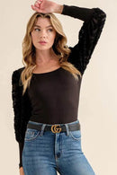And The Why Textured Puff Sleeve Bodysuit - Store 42