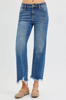 RISEN Full Size Mid Rise Crop Straight Jeans Plus Size