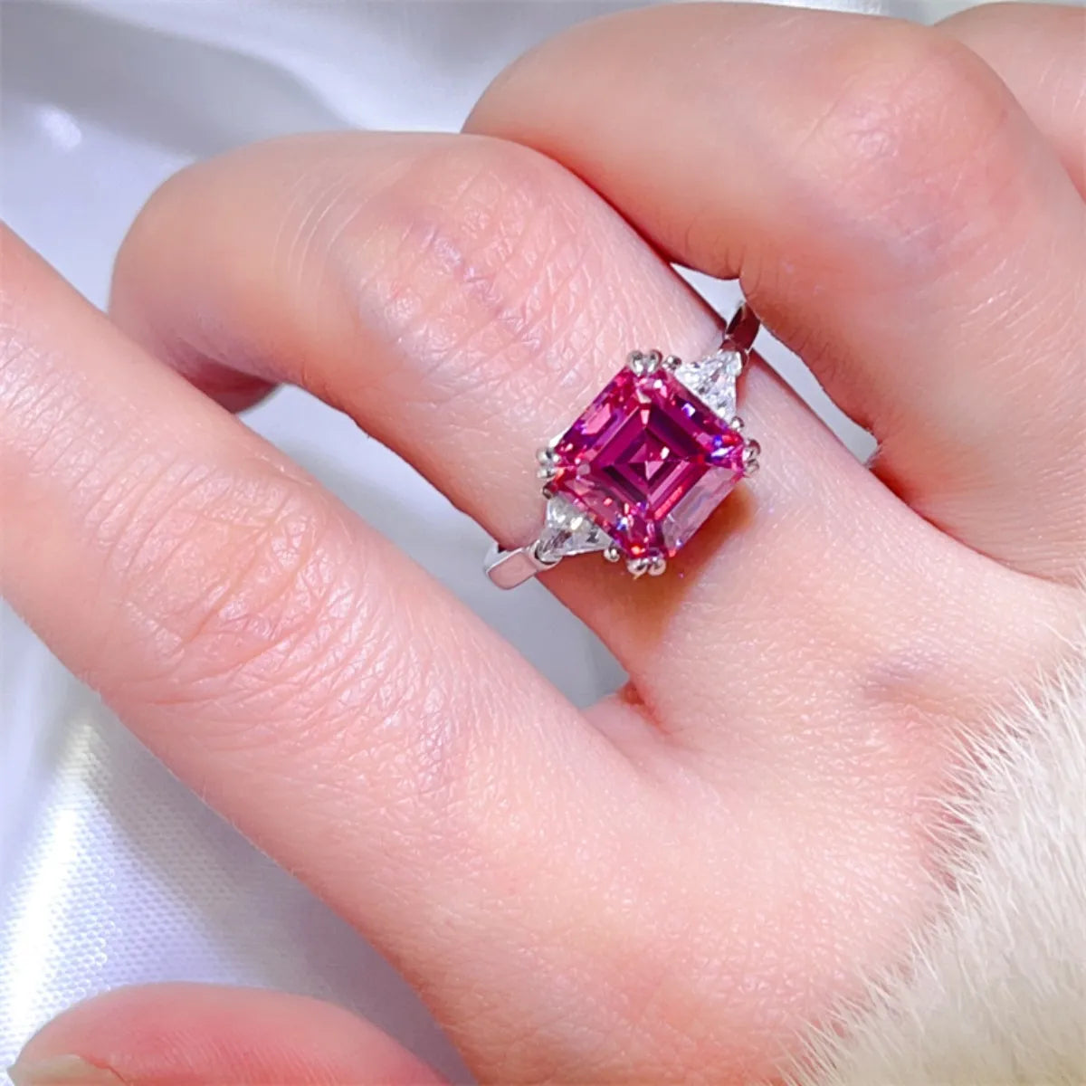 Elegant 3 Carat Moissanite Ring in 925 Sterling Silver with Platinum-Plated Finish