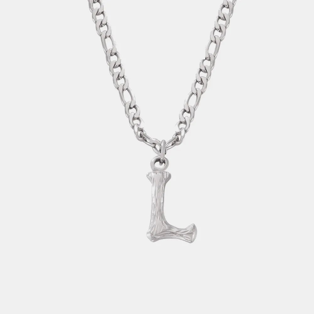 Stylish Titanium Steel Letter Pendant Necklace with 15" Chain - Durable & Unique Jewelry