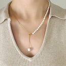 18K Gold-Plated Pearl Necklace Gold One Size