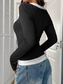 Scoop Neck Long Sleeve T-Shirt - Slightly Stretchy, 95% Polyester for Comfort, Easy Care - Store 42