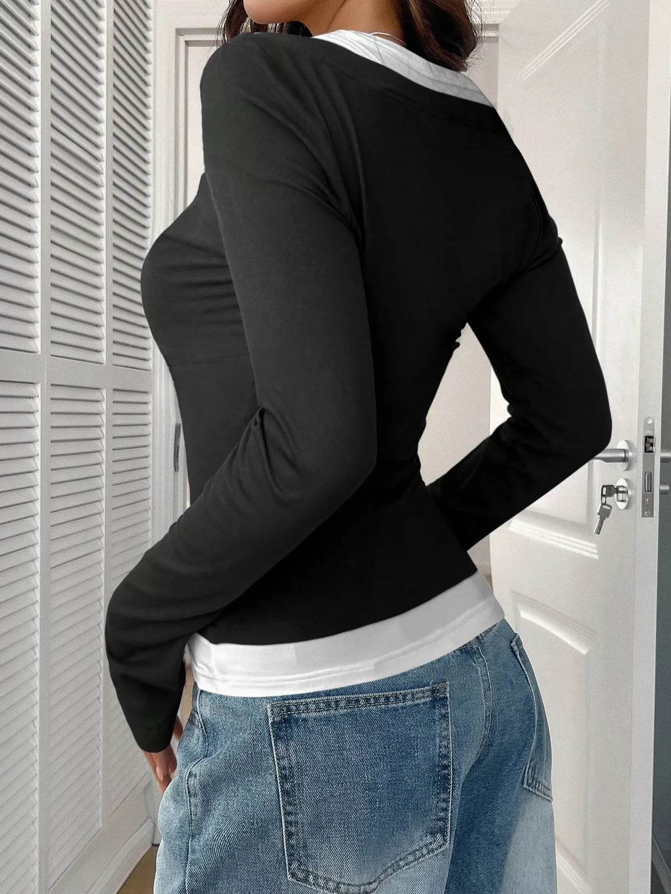Scoop Neck Long Sleeve T-Shirt - Slightly Stretchy, 95% Polyester for Comfort, Easy Care - Store 42