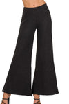 Zenana Wide Leg Flare Sweater Pants BLACK