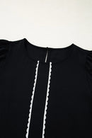 Contrast Scallop Trim Bow Detail Short Sleeve Shift Dress