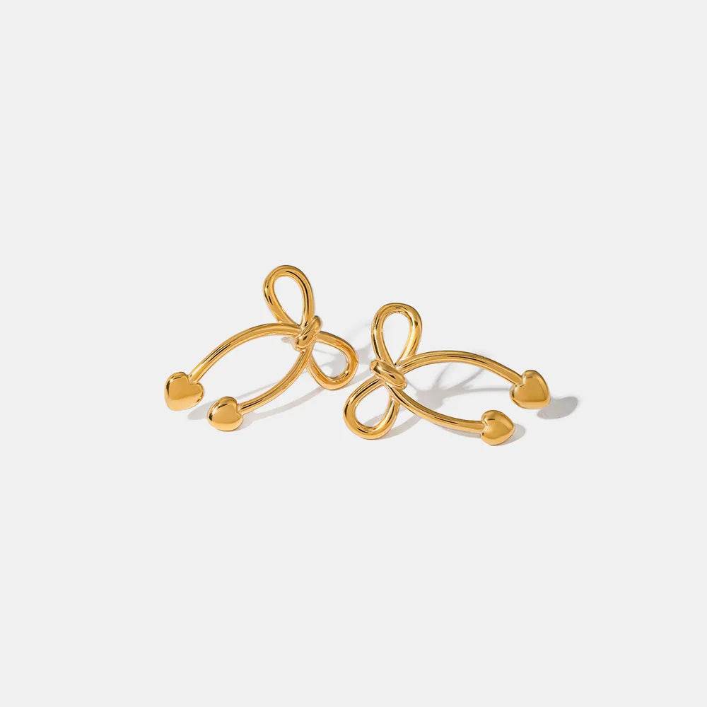 Elegant Stainless Steel Bow Earrings - 18K Gold-Plated & Platinum-Plated Finish