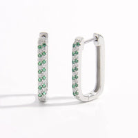 925 Sterling Silver Inlaid Zircon Earrings Silver One Size