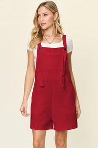 Double Take Full Size Texture Sleeveless Romper Deep Red