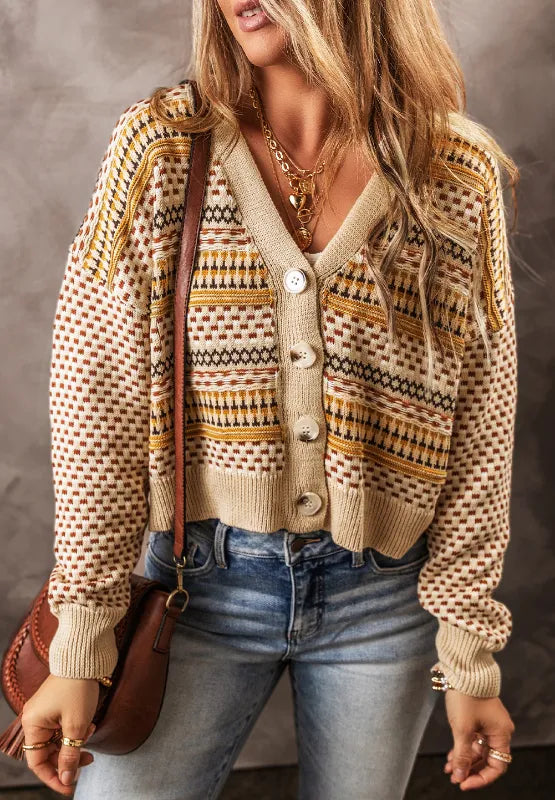 Slightly Stretchy Button Down Long Sleeve Cardigan - 55% Acrylic, 45% Cotton, Machine Washable