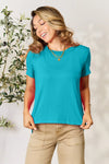 Basic Bae Full Size Round Neck Short Sleeve T-Shirt Plus Size Turquoise