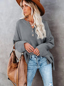 Button Detail Long Sleeve Knit Top