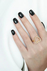 925 Sterling Silver Heart Ring with Inlaid Zircon, 18K Gold-Plated, Box Included - Store 42