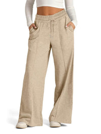 Full Size Drawstring Relaxed Fit Wide Leg Pants Plus Size - Store 42