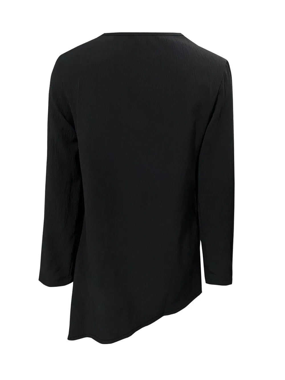 Chic Asymmetrical Neck Long Sleeve Blouse in Opaque 95% Polyester, Perfect for Effortless Style