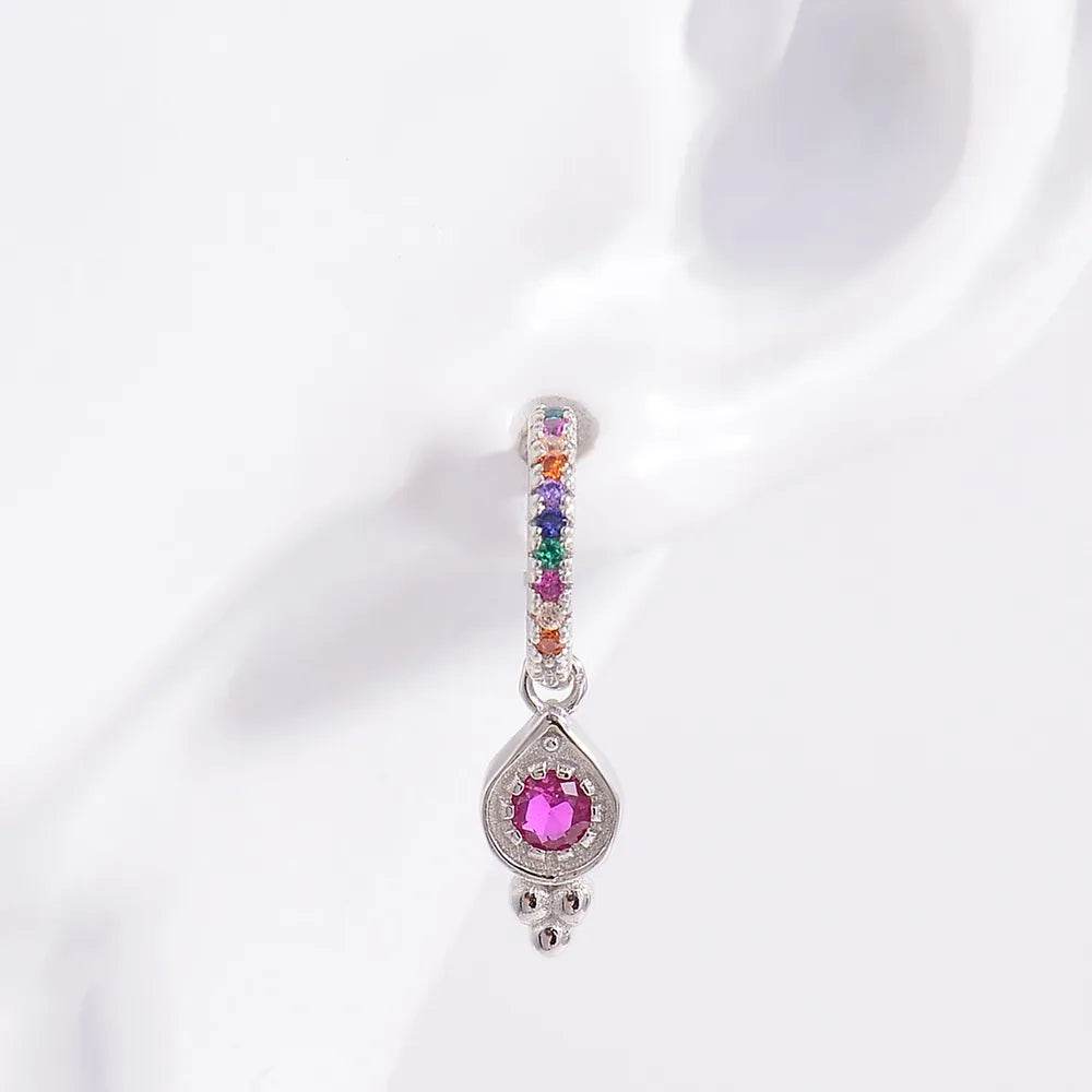 925 Sterling Silver Inlaid Zircon Earrings - Elegant Platinum-Plated Design for Timeless Beauty