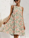 FAM-FAM Tiered Printed Round Neck Sleeveless Dress Watermelon pink