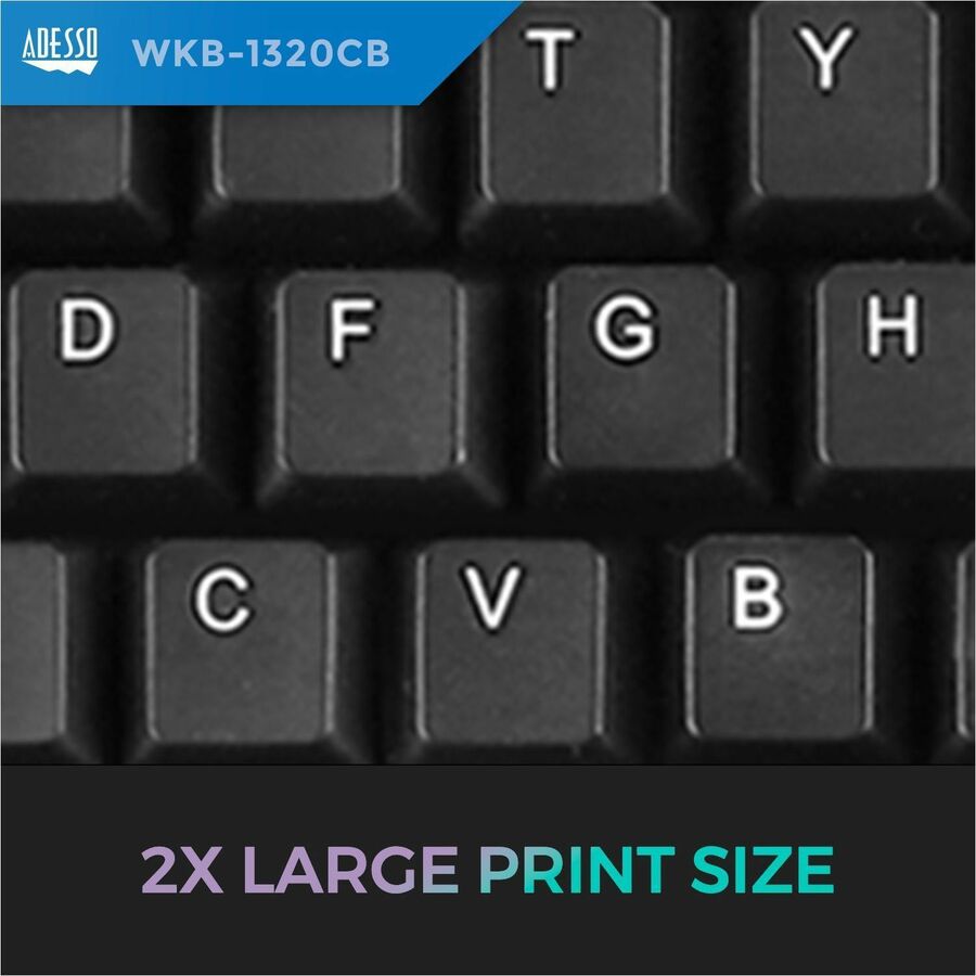 Adesso 2.4GHz Wireless Keyboard And Mouse Combo - Antimicrobial, Quiet Membrane, 14 Hotkeys