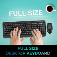Adesso 2.4GHz Wireless Keyboard And Mouse Combo - Antimicrobial, Quiet Membrane, 14 Hotkeys