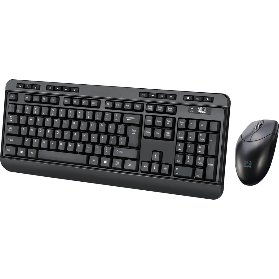 Adesso 2.4GHz Wireless Keyboard And Mouse Combo - Antimicrobial, Quiet Membrane, 14 Hotkeys