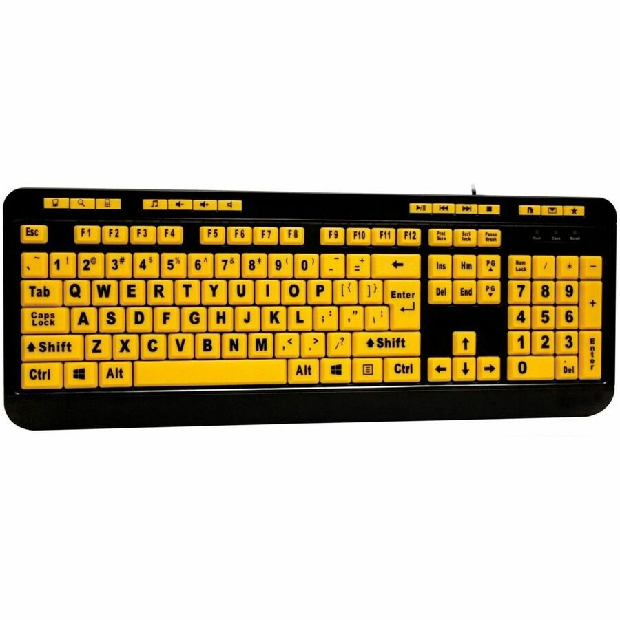 Adesso 4X Large Print Desktop Keyboard: Quiet Membrane Switches & Multimedia Controls