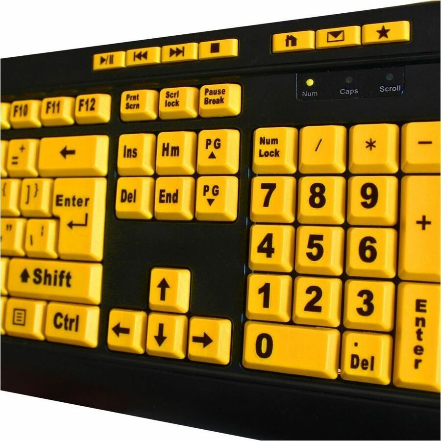 Adesso 4X Large Print Desktop Keyboard: Quiet Membrane Switches & Multimedia Controls