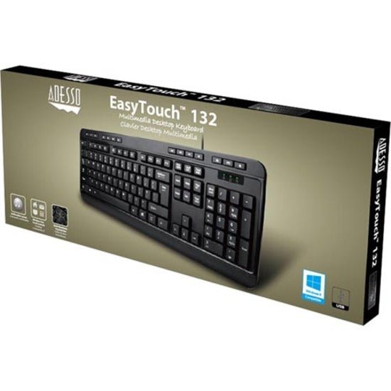 Adesso AKB-132 Spill-Resistant Multimedia Keyboard with 14 Hotkeys & Quiet Membrane Keys