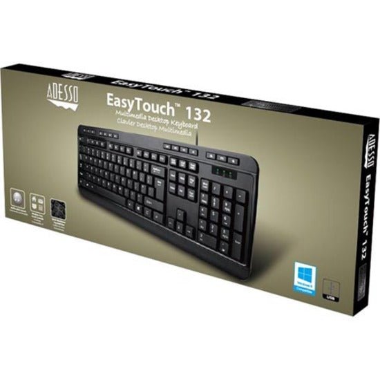 Adesso AKB - 132 Spill - Resistant Multimedia Keyboard with 14 Hotkeys, Quiet Membrane Switches - Store 42