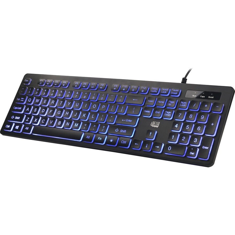 Adesso AKB-139CB Multimedia Illuminated Keyboard with 2X Large Print Keys & Blue Backlit Design