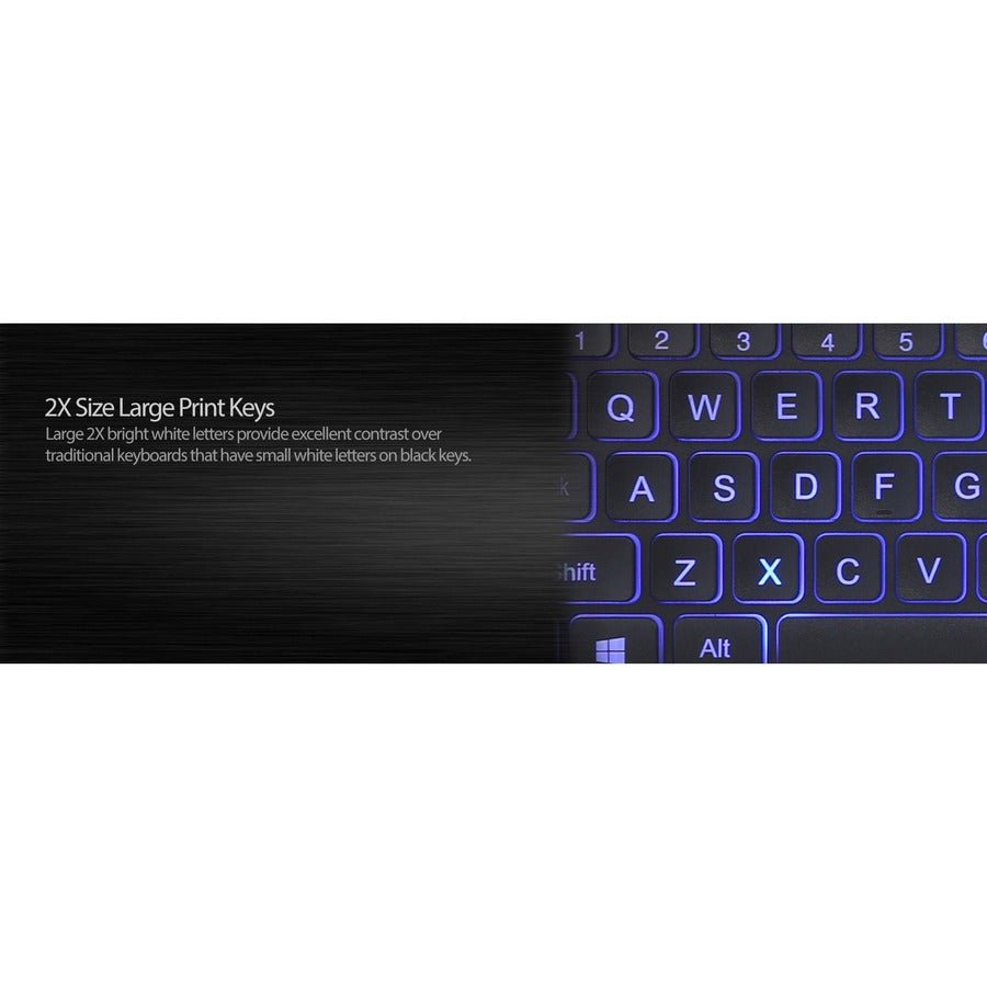 Adesso AKB-139CB Multimedia Illuminated Keyboard with 2X Large Print Keys & Blue Backlit Design