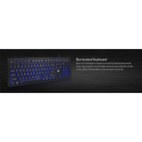 Adesso AKB-139CB Multimedia Illuminated Keyboard with 2X Large Print Keys & Blue Backlit Design