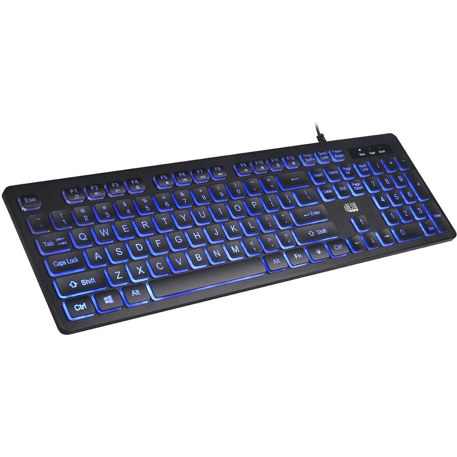 Adesso AKB-139CB Multimedia Illuminated Keyboard with 2X Large Print Keys & Blue Backlit Design