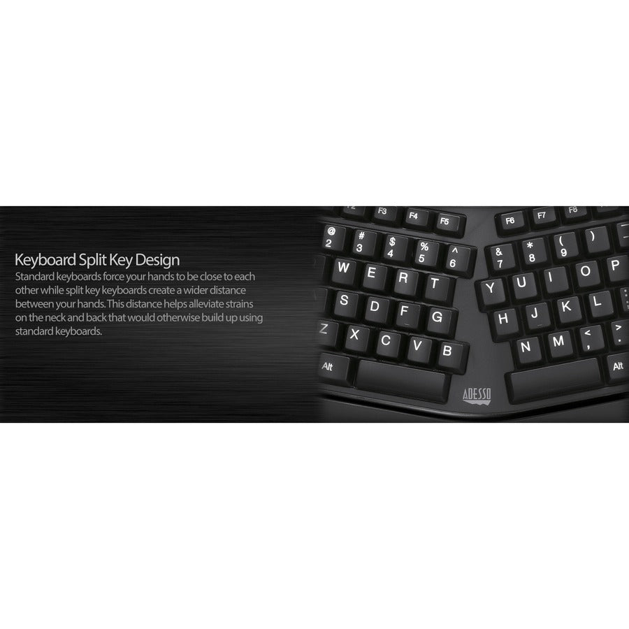 Adesso AKB - 150UB - TAA Secure Black Ergonomic Desk Keyboard with Built - In Smart Card Reader - Store 42